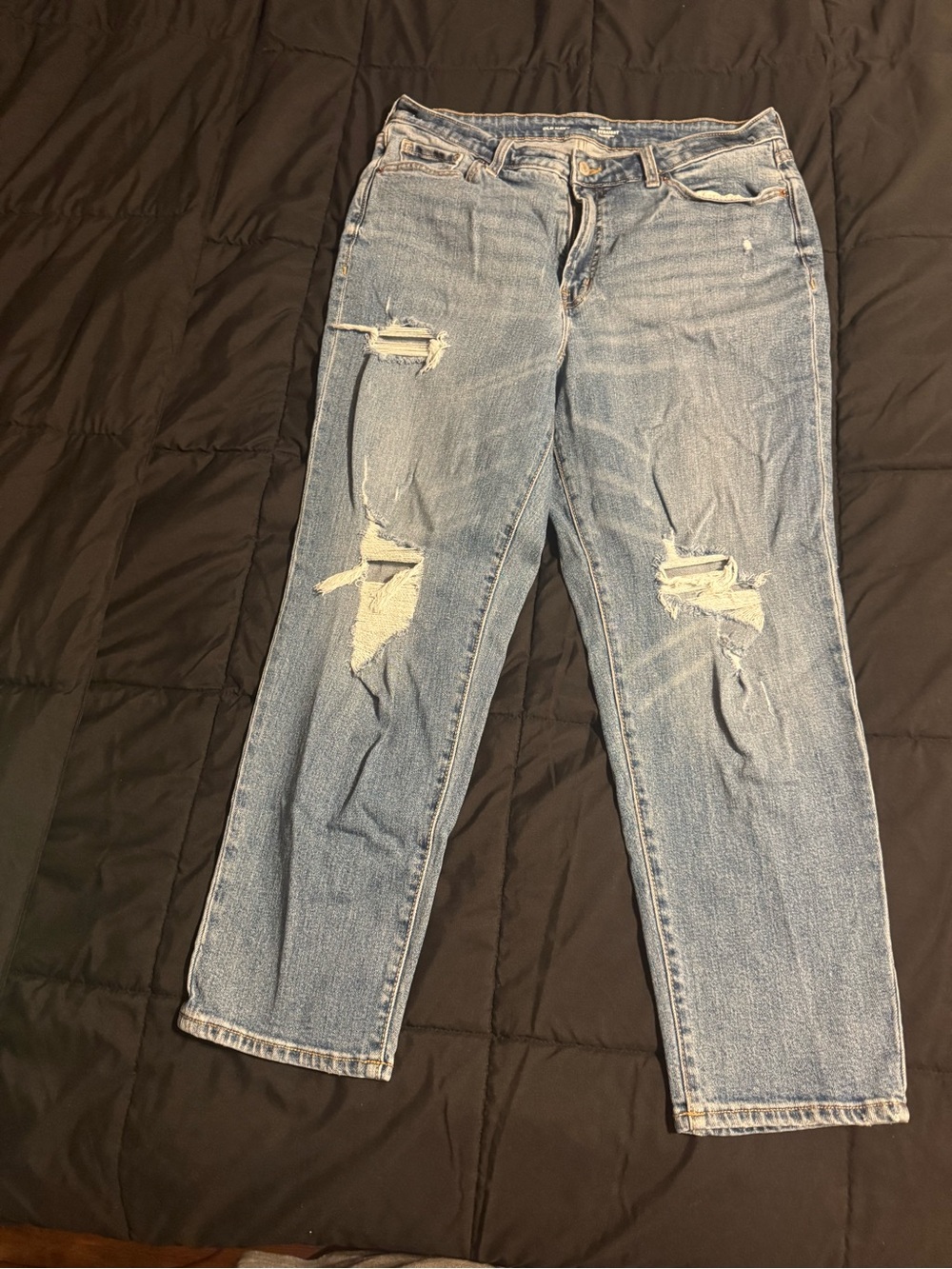 Old Navy Light Blue Distressed Straight-Leg Jeans